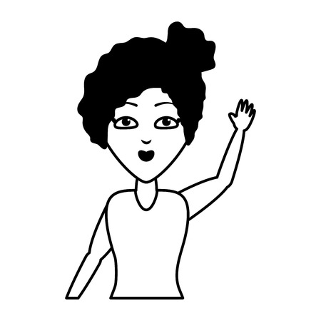 woman portrait waving hand white background vector illustrationのイラスト素材