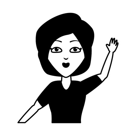 woman portrait waving hand white background vector illustrationのイラスト素材
