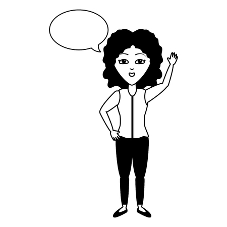 woman waving hand speech bubble vector illustrationのイラスト素材