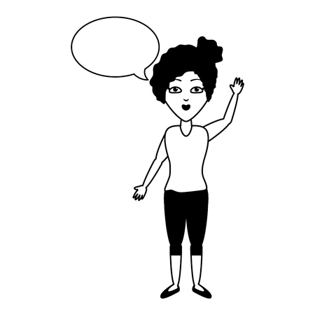 woman waving hand speech bubble vector illustrationのイラスト素材
