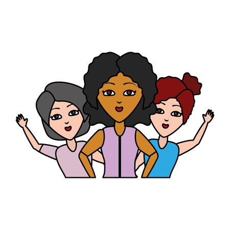 group women hugging friends characters vector illustrationのイラスト素材