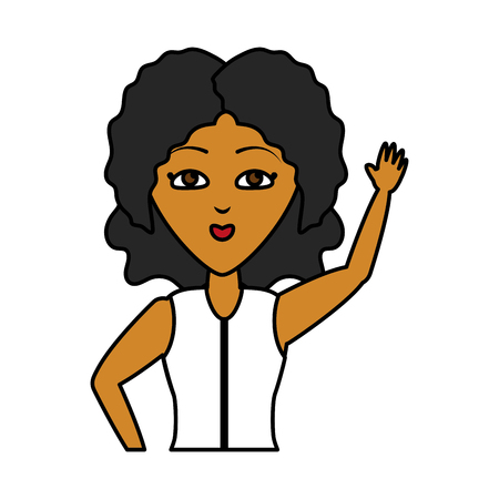 woman portrait waving hand white background vector illustrationのイラスト素材