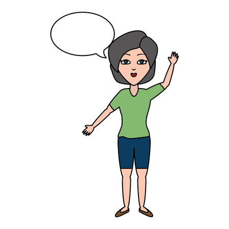 woman waving hand speech bubble vector illustrationのイラスト素材