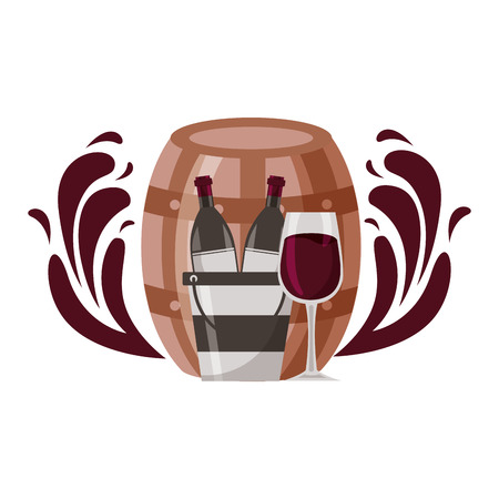 wine bottle ice bucket cup splashes vector illustrationのイラスト素材