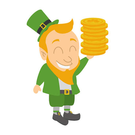 leprechaun holding coins happy st patricks day vector illustrationのイラスト素材