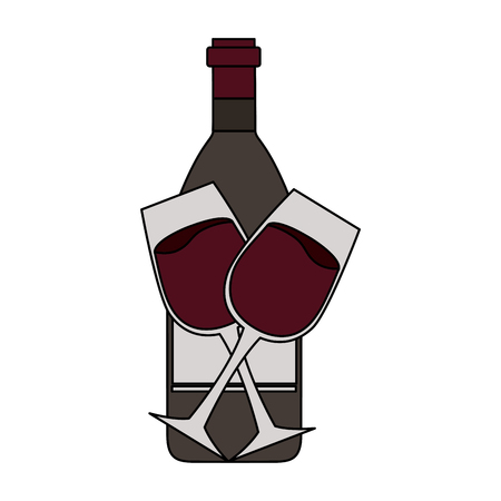 wine bottle and glass cups vector illustrationのイラスト素材