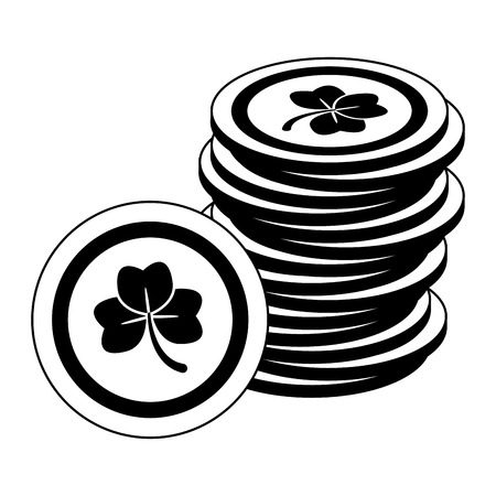 stacked gold coins clover happy st patricks day vector illustrationのイラスト素材
