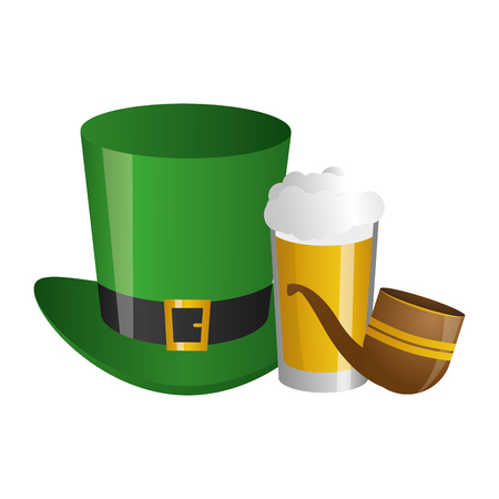 green hat beer and pipe happy st patricks day vector illustrationのイラスト素材