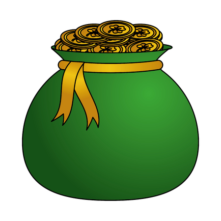 money bag with coins happy st patricks day vector illustrationのイラスト素材