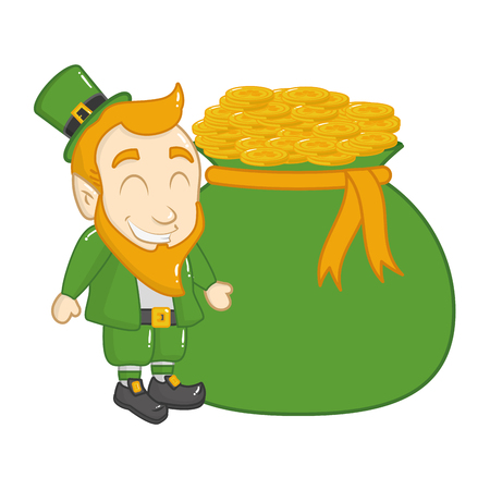 leprechaun money bag coins happy st patricks day vector illustrationのイラスト素材