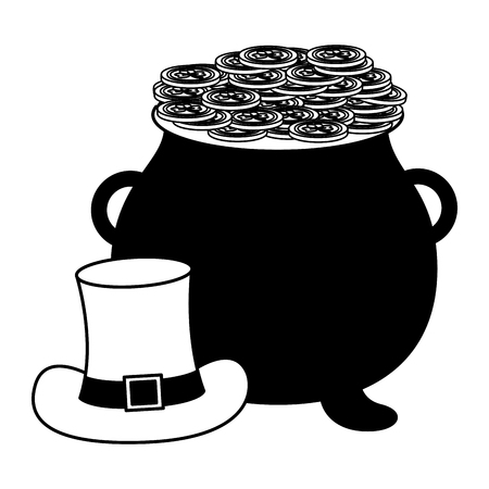 cauldron coins green hat happy st patricks day vector illustrationのイラスト素材