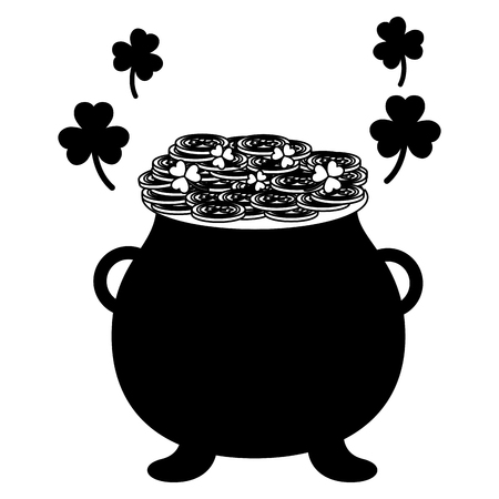 cauldron coins falling clovers happy st patricks day vector illustrationのイラスト素材