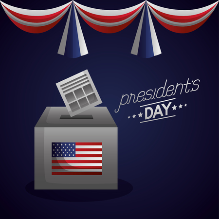 happy presidents day voting box pennants decoration vector illustrationのイラスト素材