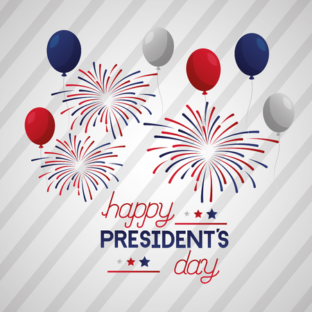 balloons fireworks decoration celebrate happy presidents day vector illustrationのイラスト素材