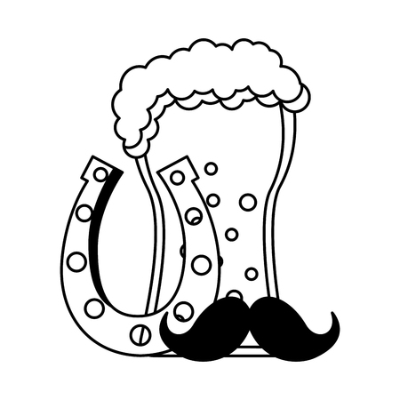 green beer horseshoe moustache happy st patricks day vector illustrationのイラスト素材