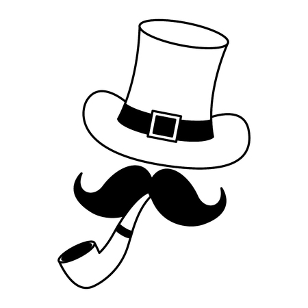 green hat pipe moustache happy st patricks day vector illustrationのイラスト素材