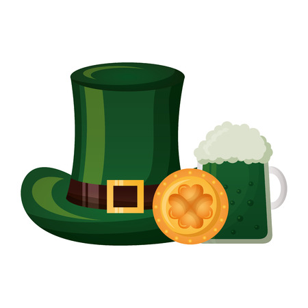 green hat beer and pipe happy st patricks day vector illustrationのイラスト素材