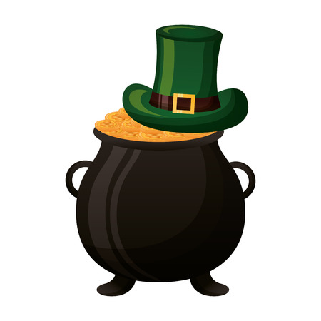 cauldron coins and hat happy st patricks day vector illustrationのイラスト素材