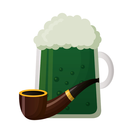 green beer and tobacco pipe happy st patricks day vector illustrationのイラスト素材