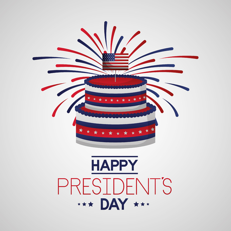 happy presidents day cake celebration fireworks vector illustrationのイラスト素材