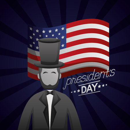 abraham lincoln american flag celebration happy presidents day vector illustrationのイラスト素材