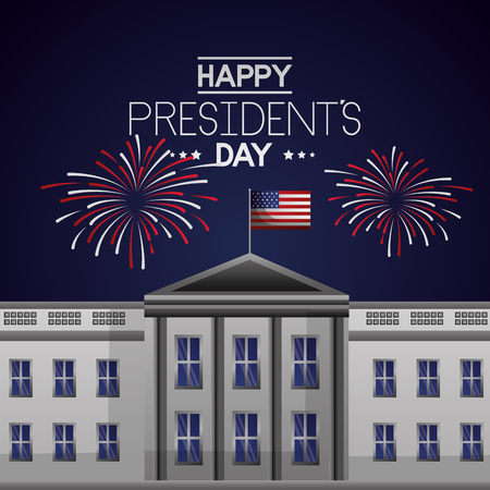 the white house fireworks celebrate happy presidents day vector illustrationのイラスト素材