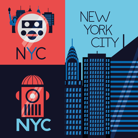 new york city banner buildings icons vector illustrationのイラスト素材