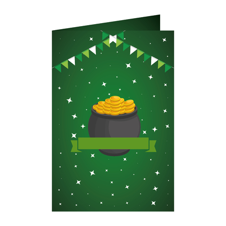 st patricks day card with treasure cauldron vector illustration designのイラスト素材