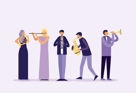 musician people band with instruments vector illustrationのイラスト素材