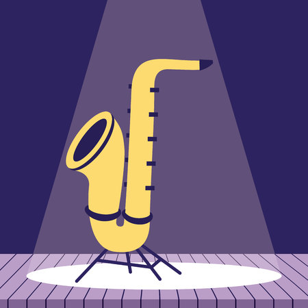 saxophone music jazz in the stage vector illustrationのイラスト素材