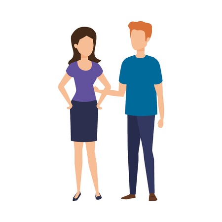couple avatar characters icons vector illustration designのイラスト素材