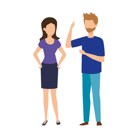 couple avatar characters icons vector illustration designのイラスト素材
