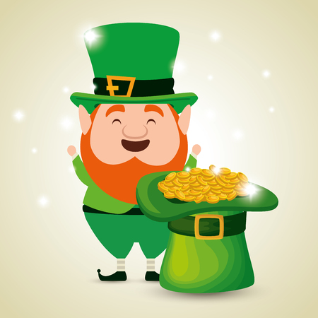 st patrick elf with hat and gold coins vector illustrationのイラスト素材