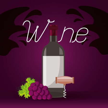 wine bottle corkscrew grapes splashes vector illustrationのイラスト素材