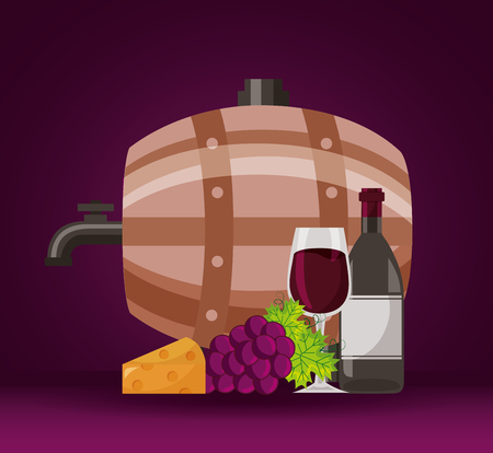 wine cup bunch fresh grapes splash vector illustrationのイラスト素材
