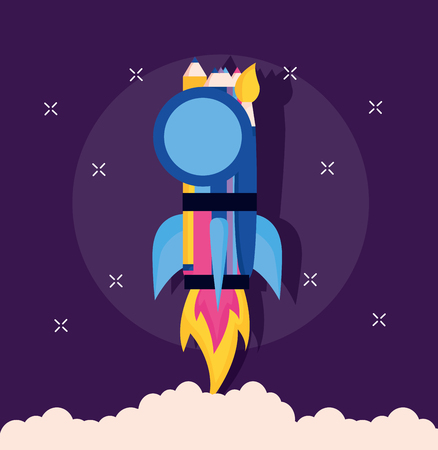 education supplies school rocket colors symbols background vector illustrationのイラスト素材