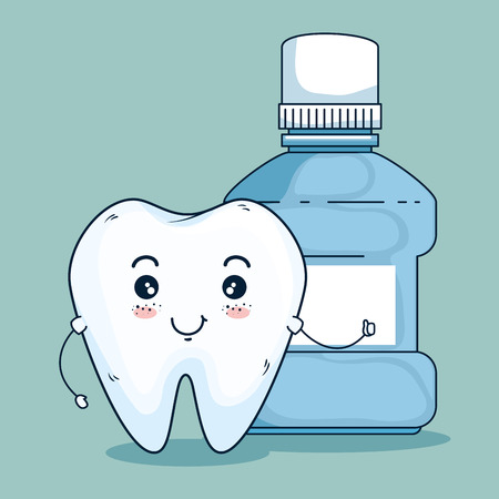 tooth dentistry care and dental mothwash vector illustrationのイラスト素材