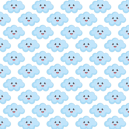 cute cloud kawaii character pattern vector illustration designのイラスト素材