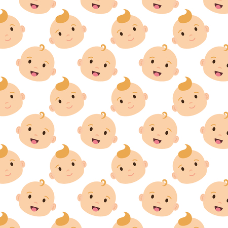 cute and little babies heads pattern vector illustration designのイラスト素材