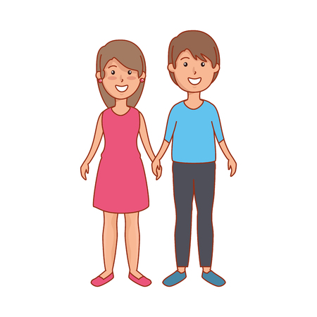 couple lovers avatars characters vector illustration designのイラスト素材