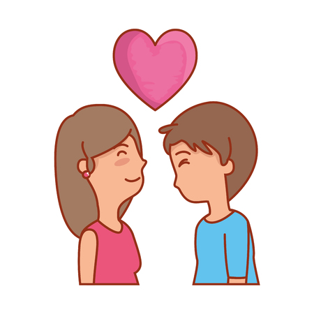 couple lovers with heart love vector illustration designのイラスト素材