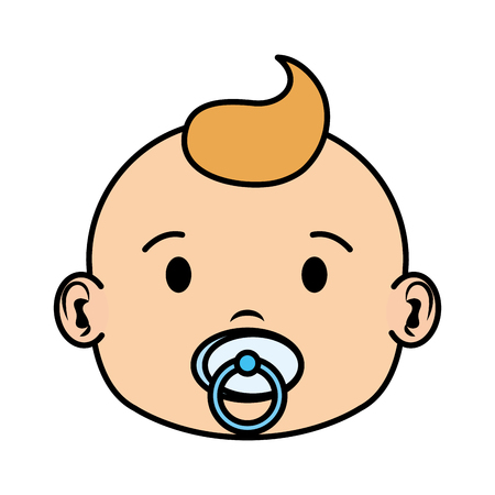 cute and little boy baby head character vector illustration designのイラスト素材