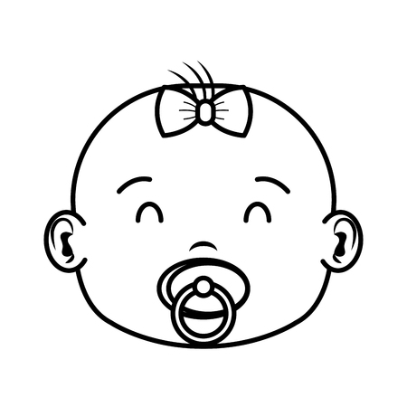 cute and little girl baby head character vector illustration designのイラスト素材