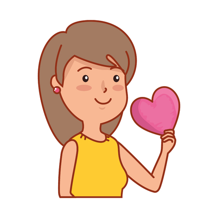 beautiful and young woman with heart vector illustration designのイラスト素材