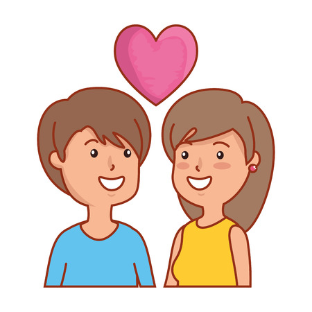 couple lovers with heart love vector illustration designのイラスト素材