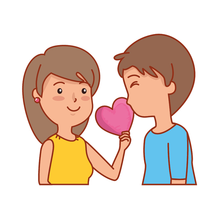 couple lovers with heart love vector illustration designのイラスト素材