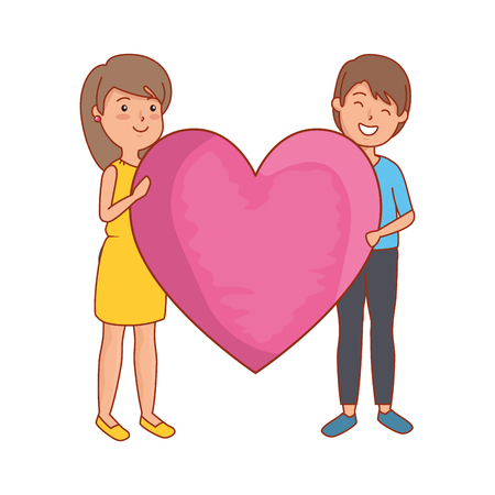 couple lovers with heart love vector illustration designのイラスト素材