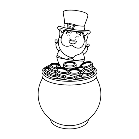 cauldron with coins and leprechaun vector illustration designのイラスト素材
