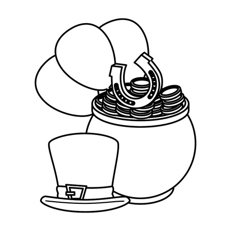 cauldron with coins and balloons helium st patricks day vector illustrationのイラスト素材
