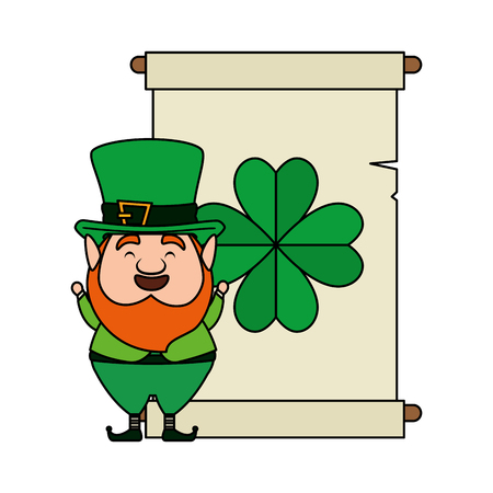 leprechaun with pachment and clover vector illustration designのイラスト素材